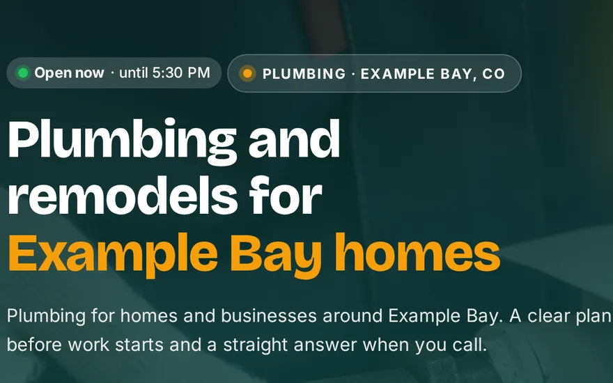 Sample plumbing site: a classic look.