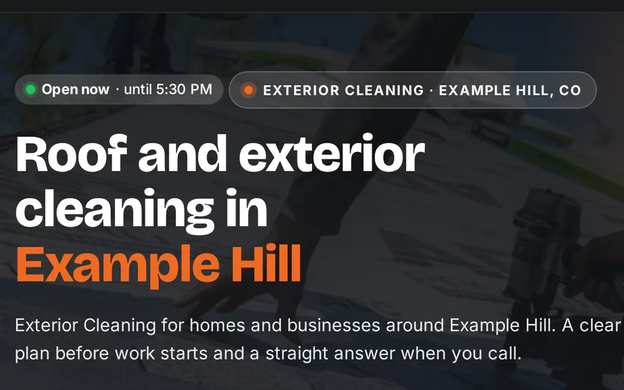 Sample exterior cleaning site: fresh and clean.