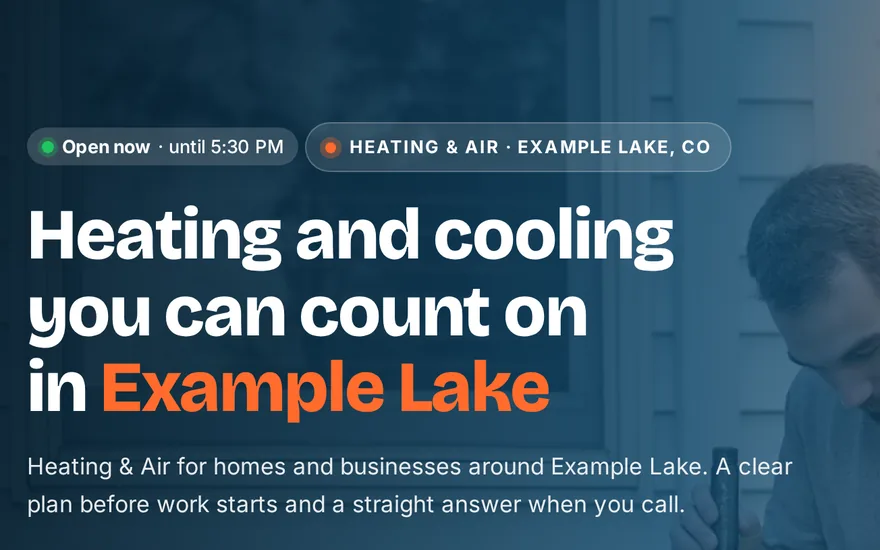 Sample design of Lake Heating & Air, a made-up business